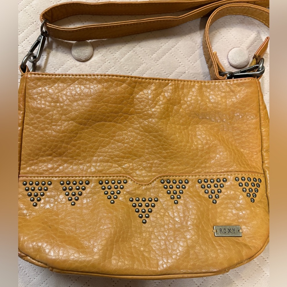 Roxy Caramel faux leather Crossbody Bag with Stud Accents